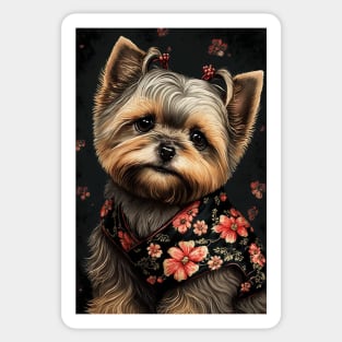 Super Cute Yorkshire Terrier Puppy Portrait - Japanese style Sticker